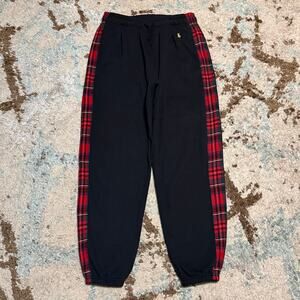 Polo Ralph Lauren Plaid Stripe Sweatpants Joggers Size Medium Gold Pony